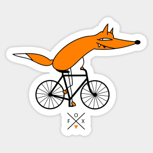 Smart fox rides a bicycle Sticker